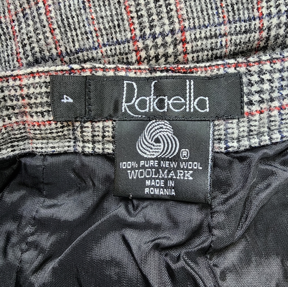 Vintage Rafaella 100% Wool Gray Plaid Trousers - Picture 5 of 5